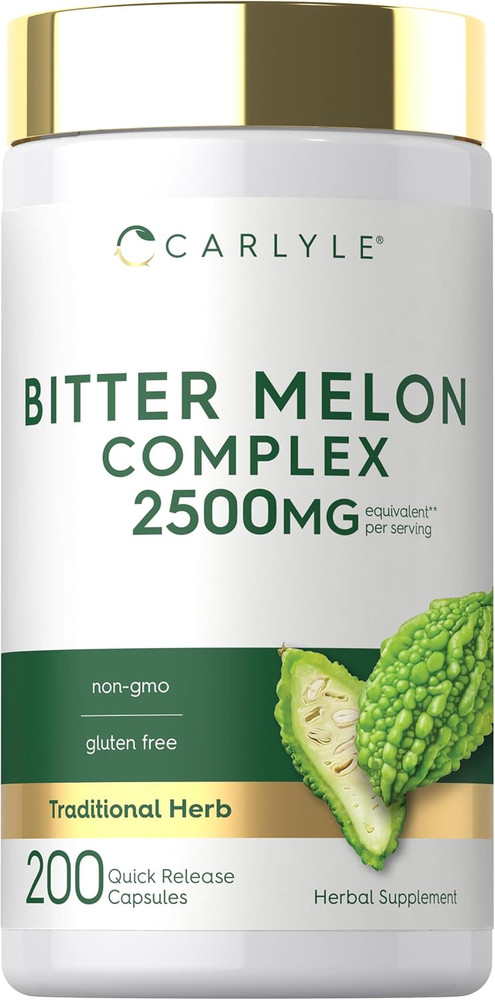 Bitter Melon Capsules | 2500mg | 200 Count | Non-GMO & Gluten Free | by Carlyle