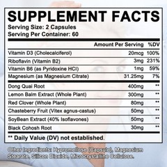 120 Capsules Menopause Support Estrogen Balance Regulate Mood Women’S Health