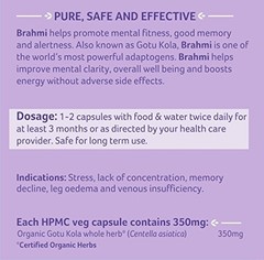 Organic India Brahmi 60 Capsules Ayurvedic Herbal Brain Wellness 3 Pack