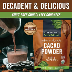 Organic Unsweetened Cacao Powder with Rich Dark Chocolate Flavor 454 g 1Lb NEW