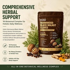 Holior 18-in-1 Black Walnut & Wormwood Herbal Blend for 240 Count (Pack of 1)