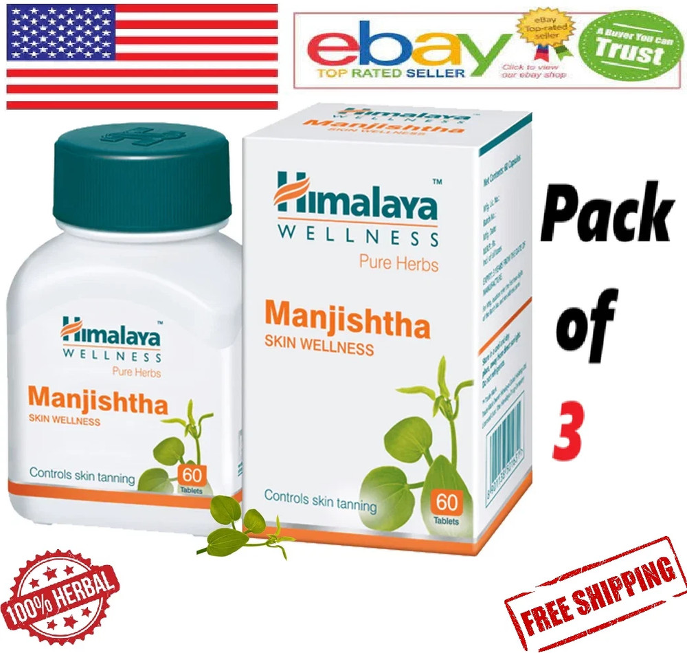 Himalaya MANJISHTHA Natural For Skin Wellness 60 Tablets – Pack of 3 + Free Ship