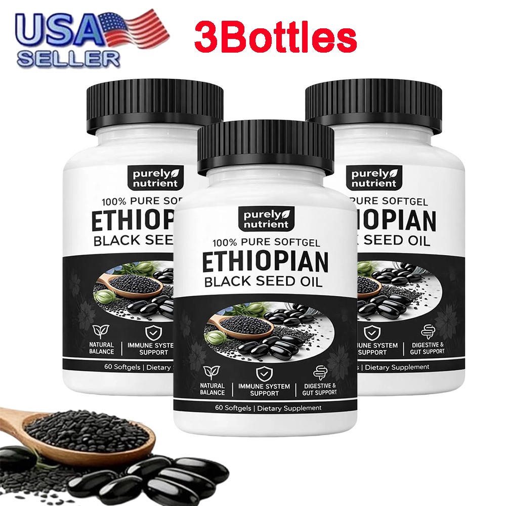 Black Ethiopian Seed Oil Softgels |4.64% Thymoquinone |Gluten-Free, 60 capsules