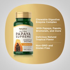 Super Papaya Enzyme | 180 Chewable Tablets | Non-GMO Supplement | by Piping Rock