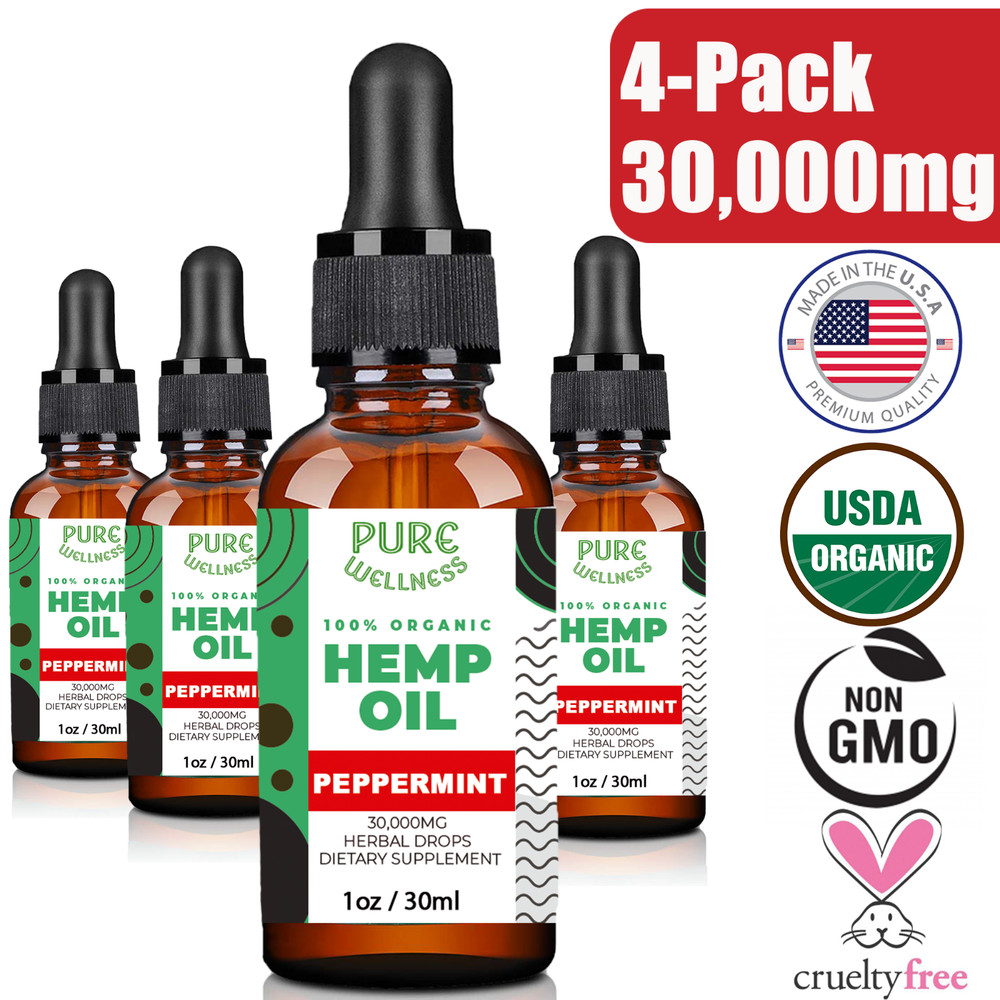 Best Hemp Oil – Natural Wellness (USDA ORGANIC) Made In USA Hemp Seed Oil 4-Pack