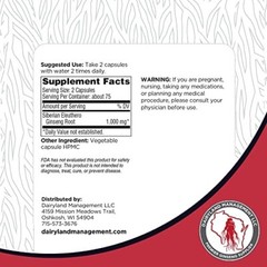 Dairyland Management LLC Siberian Eleuthero Root Capsules – 150 ct – Authentic