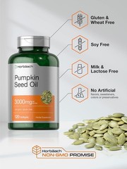 Pumpkin Seed Oil Capsules | 3000mg | 120 Softgels | Cold Pressed | by Horbaach