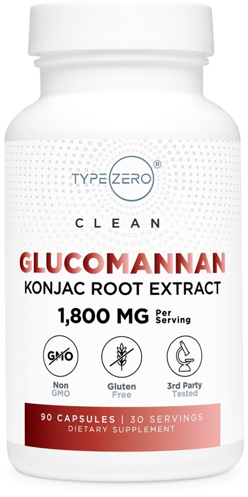 Type Zero Clean Glucomannan Konjac Root Extract (90 Capsules, 30 Servings)