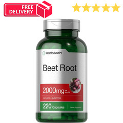 Horbäach Beet Root Powder Capsules | 220 Pills | Herbal Extract | Non-GMO, Glute