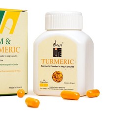 ISHALIFE Neem and Turmeric powder in veg capsules. 100 nos each Combo pack.