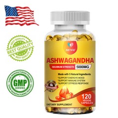 MENXI 5000mg Ashwagandha Capsules Natural w/ Black Pepper Extract Supplement