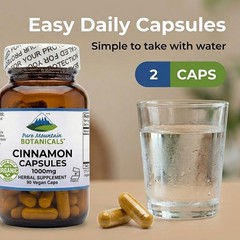 Pure Mountain Cinnamon Capsules 1000mg Organic Cassia Cinnamon Bark Supplement