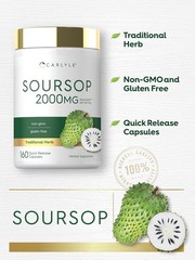 Soursop Capsules | 2000mg | 160 Count | Non-GMO, Gluten Free| by Carlyle