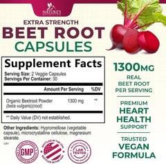 Beet Root Capsules 1300mg – Extra Strength Red Beetroot Powder Supplement – Su