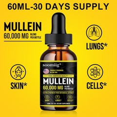 Mullein Drops Lung Cleanse Leaf Extract Immune Support Detox Respiratory 60ml