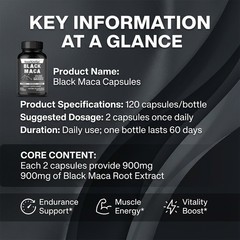 SresXrefas Organic Peruvian Black Maca 120Capsules Stamina Muscle Energy Support