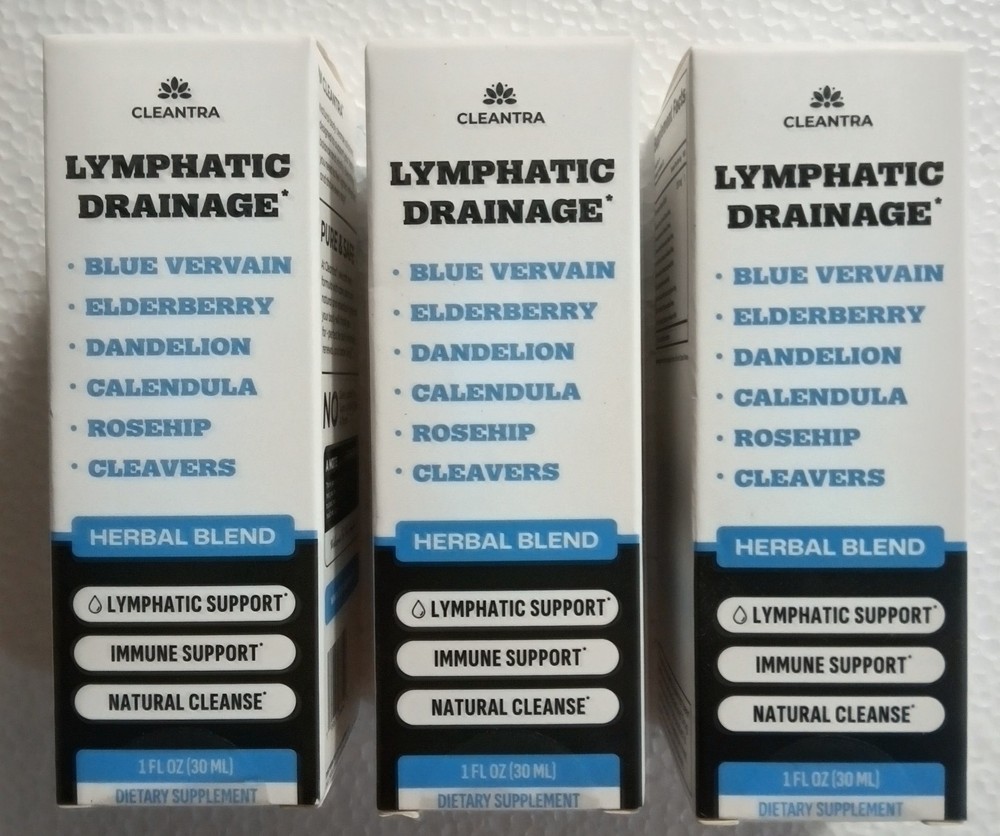Cleantra Lymphatic Drainage Support Drops 10- in-1 Herbal Supplement 3-Pack