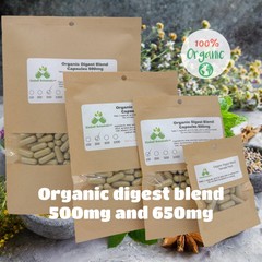 Organic Digest Blend, 500mg or 650mg vegetarian or pullulan capsules, made