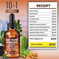 Wormwood Black Walnut Clove Liquid Drops Herbal Tincture 2 fl oz