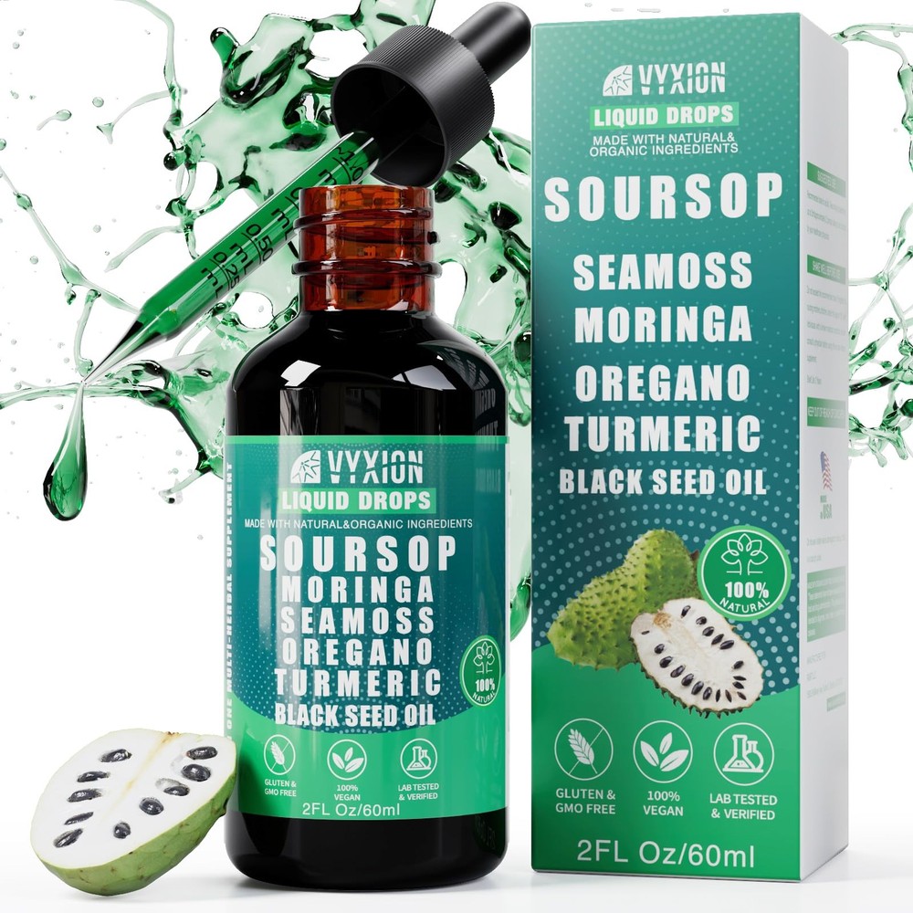 Vyxion Soursop Bitters Liquid Drops 10 in 1 with 2 Fl Oz (Pack of 1), Green