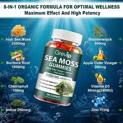 Sea Moss Gummies – Bladderwrack,Burdock Root, Chlorophyll, Apple Cider Vinegar