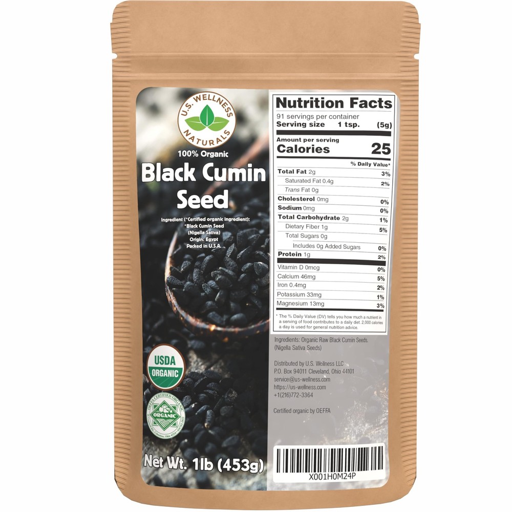 Organic Black Cumin Seed 1lb – USDA Certified Nigella Sativa Bulk Egyptian