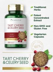 Tart Cherry and Celery Seed Supplement | 200 Capsules | Vegetarian | by Carlyle