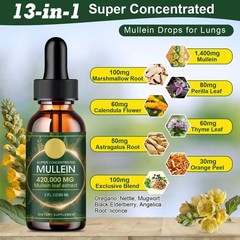 60ML Mullein Leaf Extract Oral Drops, Herbal Blend for Respiratory Wellness
