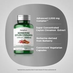 Ceylon Cinnamon Capsules | With Berberine | 2000mg | 120 Count | by Piping Rock
