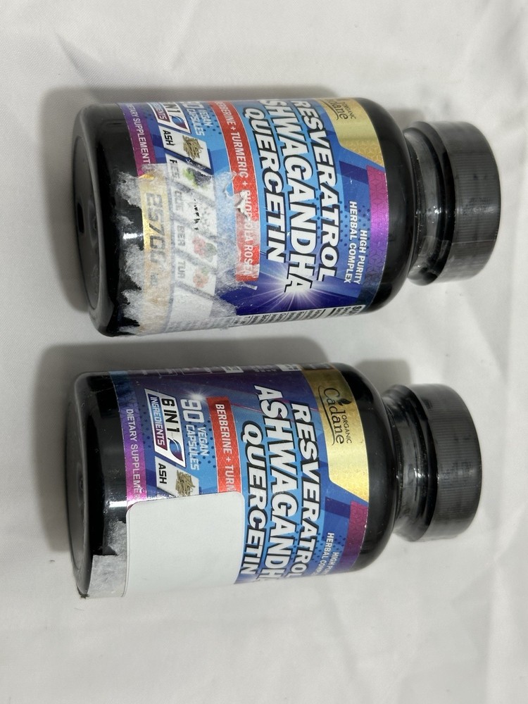 Organic Cadane Ashwagandha Resveratrol Quercetin 90 Caps Exp 12/26 See Discripti