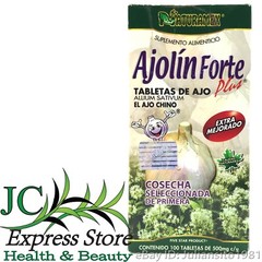 AJOLIN FORTE PLUS EXTRA IMPROVED ALLIUM SATIVUM Naturamex 100 Tablets AJO CHINO