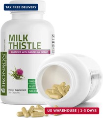 Bronson Milk Thistle Silymarin Marianum & Dandelion Extract, 360 Capsules | 2-in