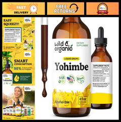 Yohimbe Bark Drops – 5mg Yohimbine Extract Tincture – Vegan, Alcohol-Free, Non-G