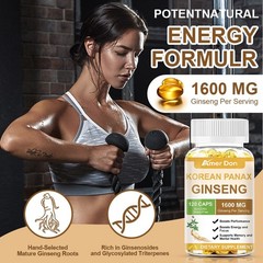 Red Korean Panax Ginseng 1600mg 60/120 Capsules – Energy/Endurance/Memory/Focus