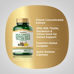 Milk Thistle Dandelion Yellow Dock | 180 Capsules | Complex | by Piping Rock