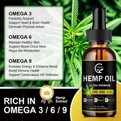 Nº1 Best Hemp Oil Drops for Stress Sleep PURE ORGANIC 1200mg 4 Pack Pure