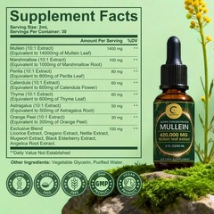 Mullein Drops for Lungs–Mullein Leaf Extract with Chlorophyll Liquid 60ml
