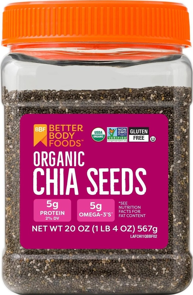 BBF Organic Chia Seeds 20 Oz, Omega3 & Fiber, Pudding, Smoothies, Oatmeal
