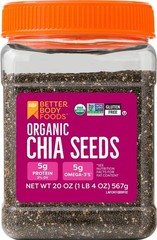 BBF Organic Chia Seeds 20 Oz, Omega3 & Fiber, Pudding, Smoothies, Oatmeal