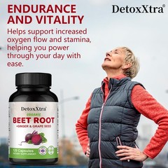 Beet Root Supplement 800mg W/ Grape Seed Nitric Oxide Blood Circulation 120 Caps
