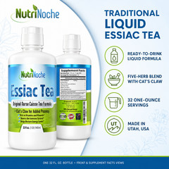 Nutrinoche Essiac Tea | Freshly Brewed Organic and WildCrafted Herbs | 32 Oz