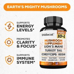 Mushroom complex Capsules-10 in 1 Blend-Nootropic Complex – Brain, Energy, Focus