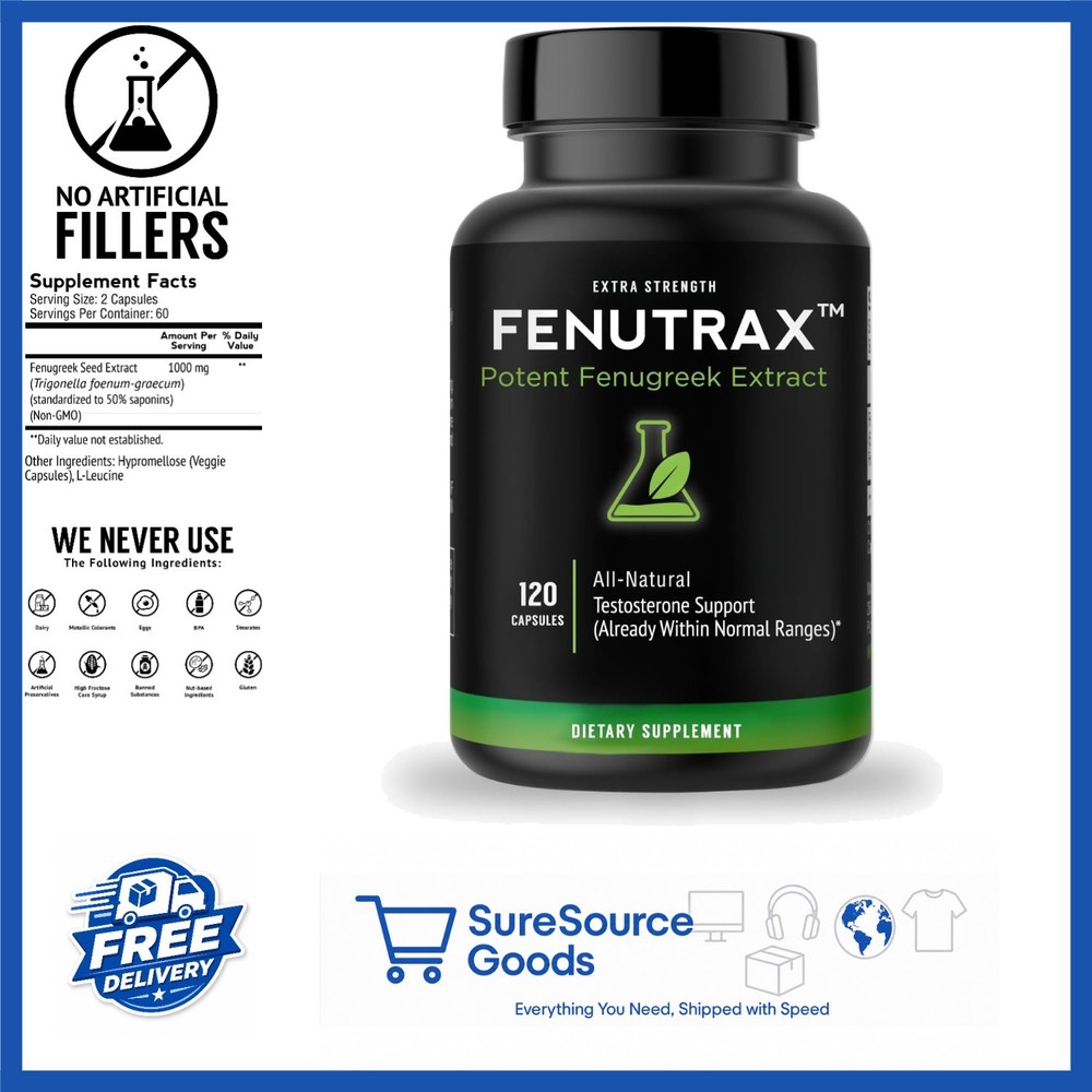 Natural Fenugreek Seed Extract Capsules 120 Count for Energy and Muscle Support