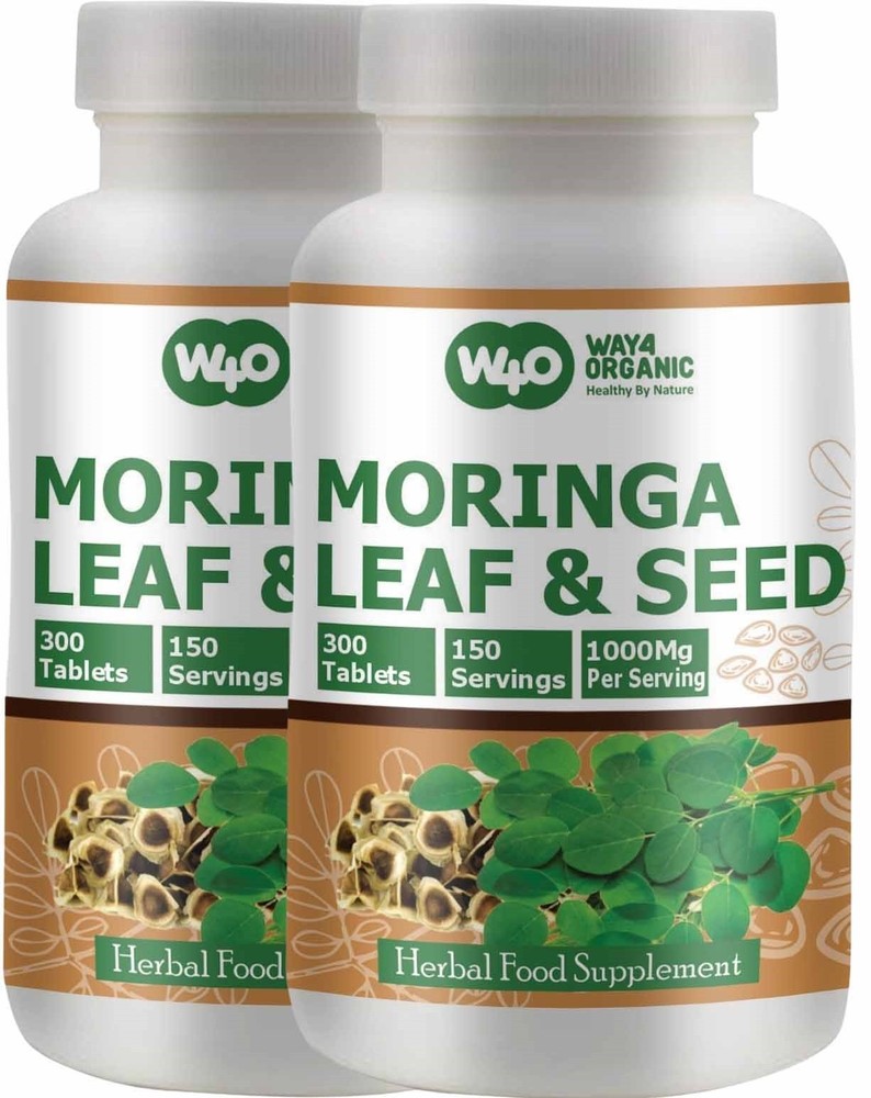 Moringa Oleifera Leaf & Seed Powder 80:20 – 300 Tablets, 1000mg (2 Packs)