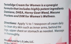 LIBIDO EDGE LABS TESTAEDGE TESTOSTERONE BOOSTER CREAM GEL WOMEN AntiAging BOTTLE