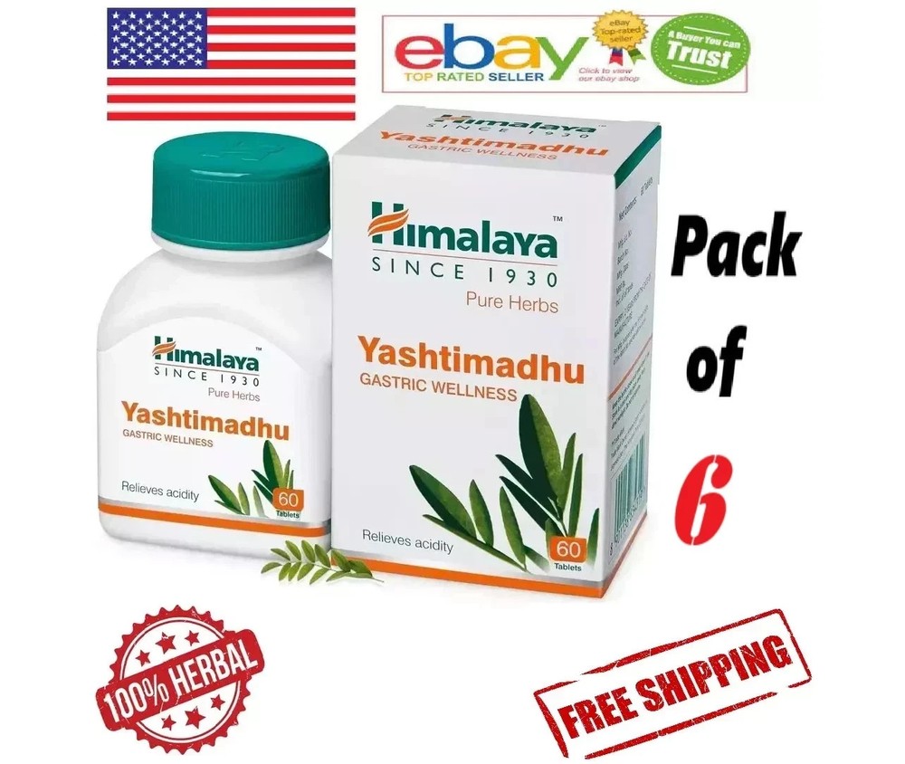 6X YASHTIMADHU Himalaya 60 Tabs Each With Long Expiry & Free Shipping