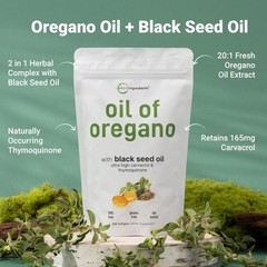 Oil of Oregano Softgels, 150 Count | 2 in 1 Formulated with Black Oil | 4X St…