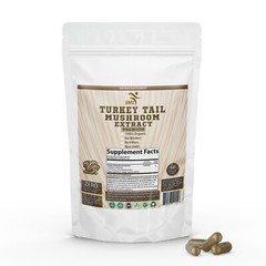 Turkey Tail Mushroom 50% Poly Extract Powder 120 Veggie Capsules Organic Non GMO