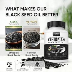 Ethiopian Black Seed Oil Softgels |4.64% Thymoquinone |Gluten-Free, capsules 60