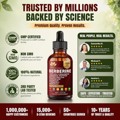 14-In-1 Berberine with Ceylon Cinnamon Supplement Liquid Drops, 1900Mg Herbal Co